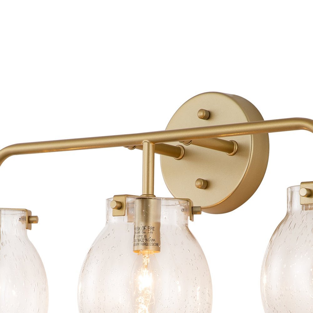 LightfixturesUAE-3-Light Modern Brass Seeded Glass Linear Wall Sconces-Wall Lights - 