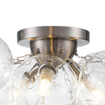 LightfixturesUAE-3-Light Modern Clear Glass Bubble Cluster Semi Flush Mount Ceiling Light-Ceiling Lights-Nickel-12 Globes