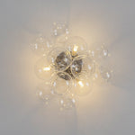 LightfixturesUAE-3-Light Modern Clear Glass Bubble Cluster Semi Flush Mount Ceiling Light-Ceiling Lights-Nickel-12 Globes