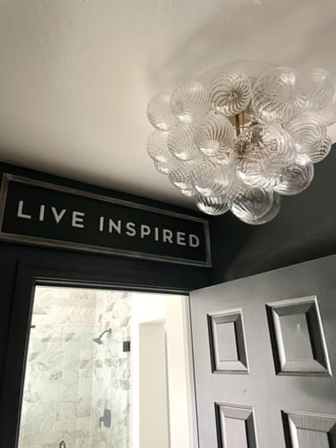 LightfixturesUAE-3-Light Modern Cluster Ribbed Glass Bubble Sputnik Semi Flush Mount-Chandeliers-Brass-