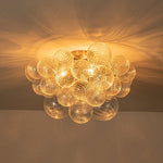 LightfixturesUAE-3-Light Modern Cluster Ribbed Glass Bubble Sputnik Semi Flush Mount-Chandeliers-Nickel-