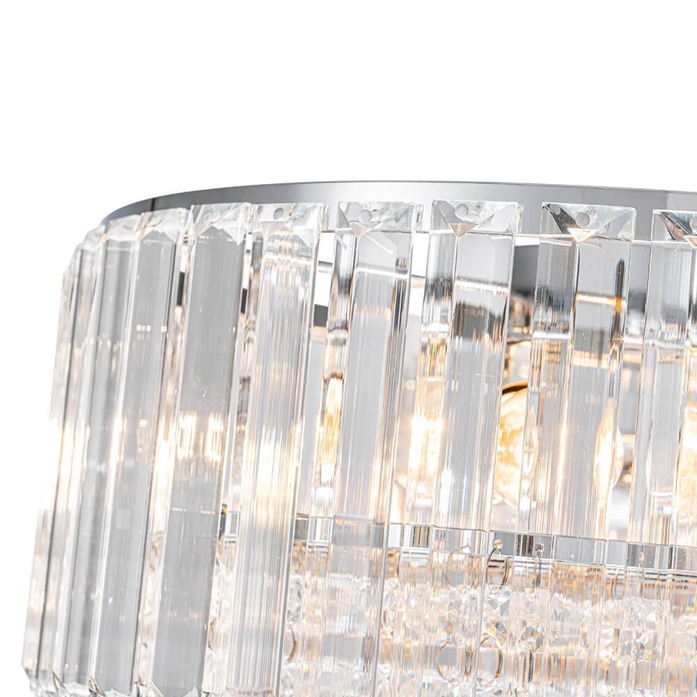 LightfixturesUAE-3-Light Modern Crystal Drum Flush Mount Light-Ceiling Lights-Chrome-