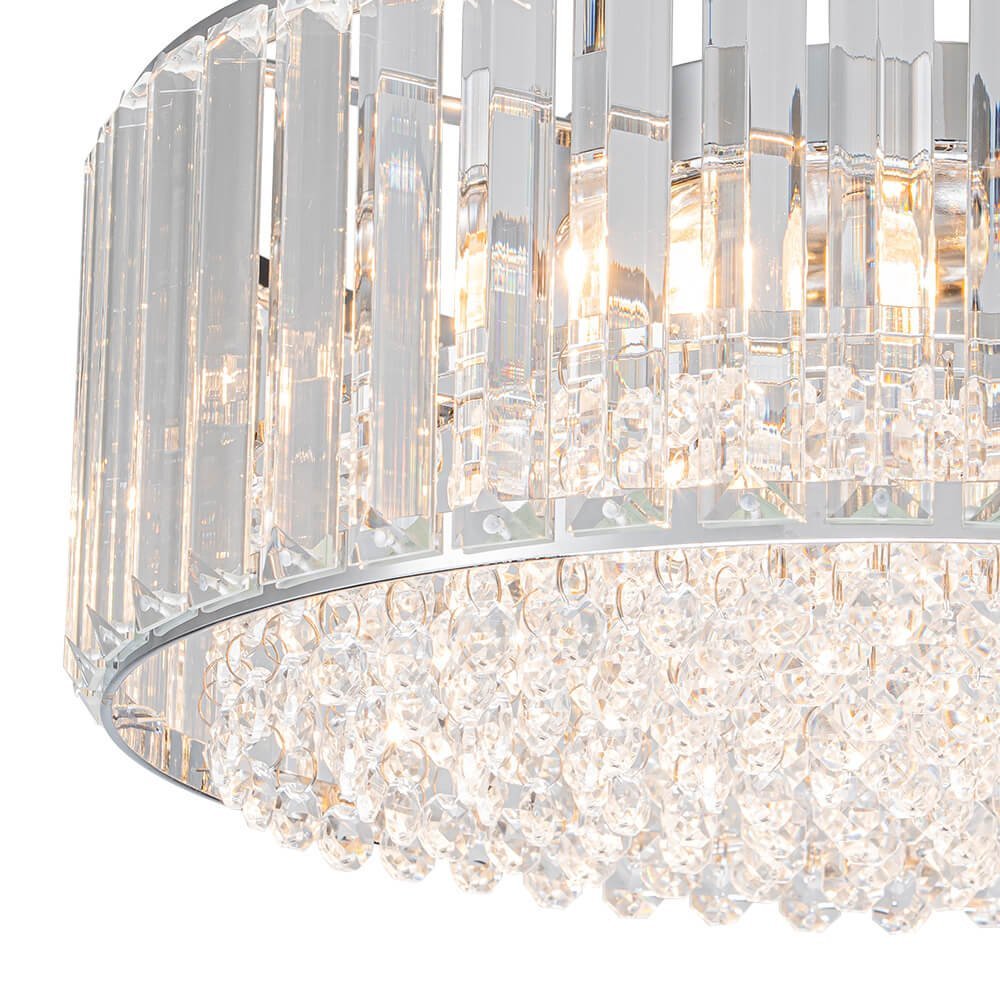 LightfixturesUAE-3-Light Modern Crystal Drum Flush Mount Light-Ceiling Lights-Chrome-