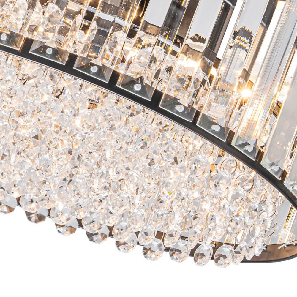 LightfixturesUAE-3-Light Modern Crystal Drum Flush Mount Light-Ceiling Lights-Chrome-