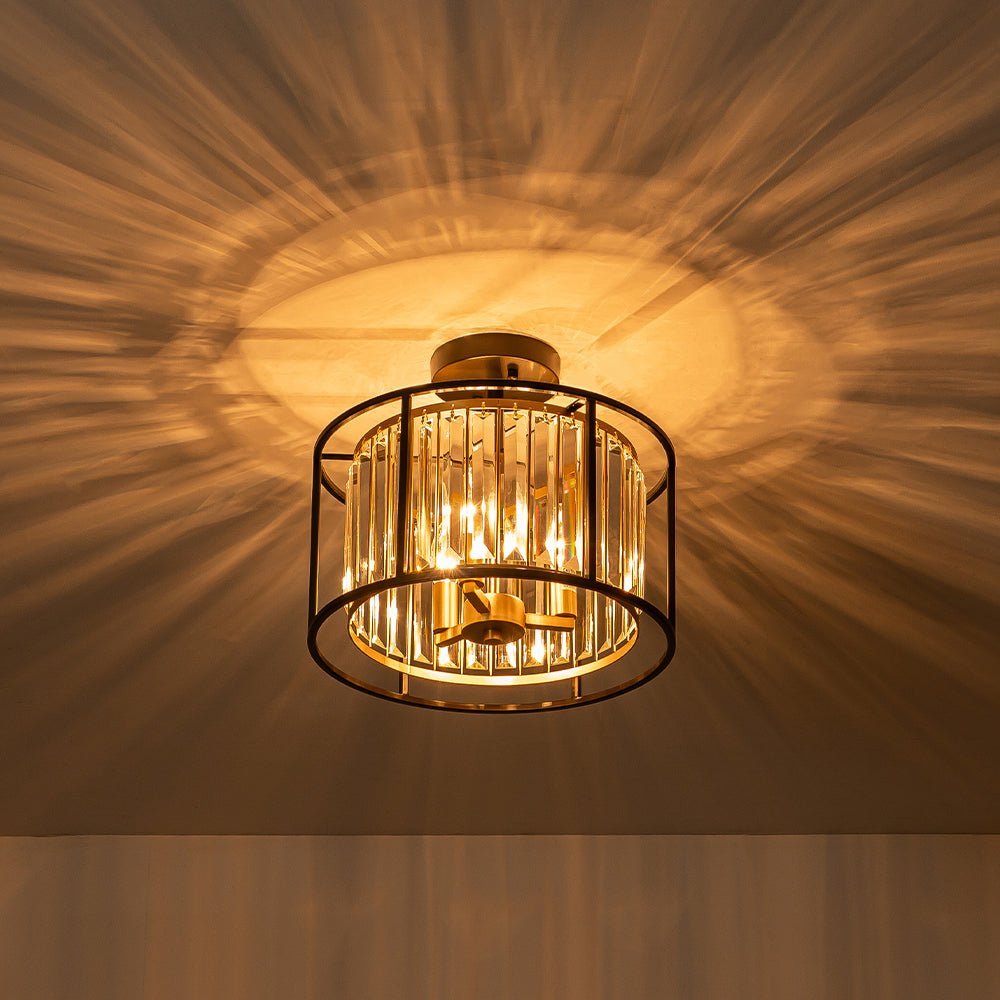 LightfixturesUAE-3-Light Modern Crystal Semi Flush Mount Ceiling Light-Ceiling Lights-3-Light-