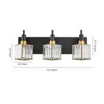 LightfixturesUAE-3-Light Modern Crystal Square Wall Sconce-Wall Lights-Black+Brass-