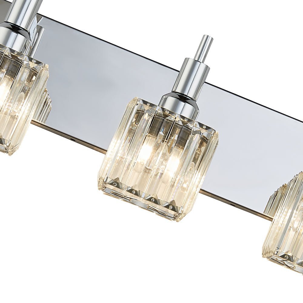LightfixturesUAE-3-Light Modern Crystal Square Wall Sconce-Wall Lights-Black+Brass-