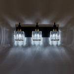 LightfixturesUAE-3-Light Modern Crystal Square Wall Sconce-Wall Lights-Black+Brass-