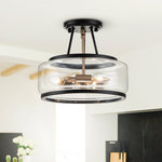 LightfixturesUAE-3-Light Modern Farmhouse Semi Flush Mount in Open Clear Glass-Ceiling Lights - 