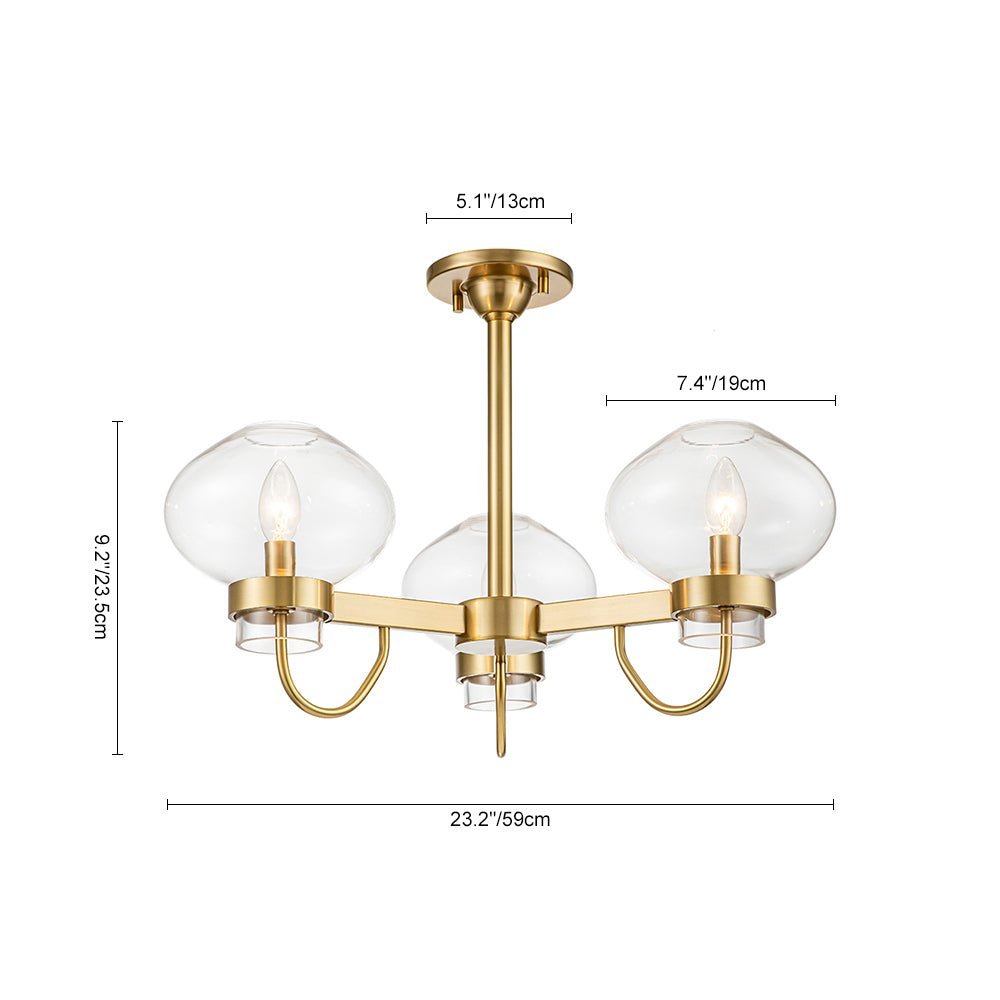 LightfixturesUAE-3-Light Modern Mid-century Sputnik Glass Bubble Semi Flush Mount-Ceiling Lights-Black-