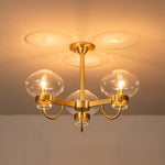 LightfixturesUAE-3-Light Modern Mid-century Sputnik Glass Bubble Semi Flush Mount-Ceiling Lights-Black-