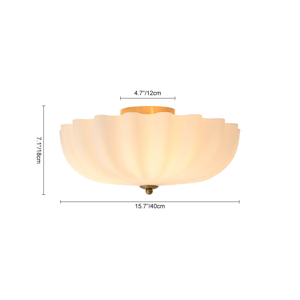 LightfixturesUAE-3-Light Modern Milky White Daisy Glass Semi Flush Ceiling Light-Ceiling Lights-Brass-