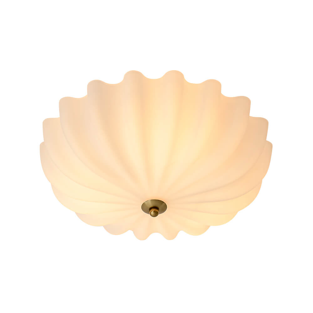 LightfixturesUAE-3-Light Modern Milky White Daisy Glass Semi Flush Ceiling Light-Ceiling Lights-Brass-