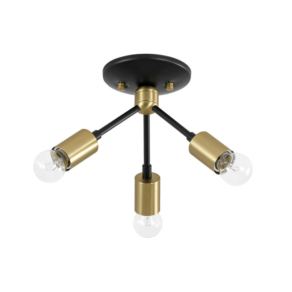 LightfixturesUAE-3-Light Modern Minimalist Sputnik Semi Flush Mount Ceiling Light-Ceiling Lights-Black+Gold-