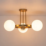 LightfixturesUAE-3-Light Modern Opal Glass Globe Circle Ring Semi Flush Mount Ceiling Light-Ceiling Lights-Brass-