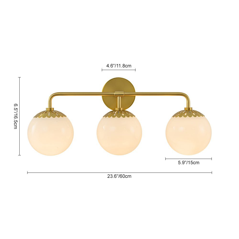 LightfixturesUAE-3-Light Modern Opal Glass Globe Wall Sconce-Wall Lights-Brass-
