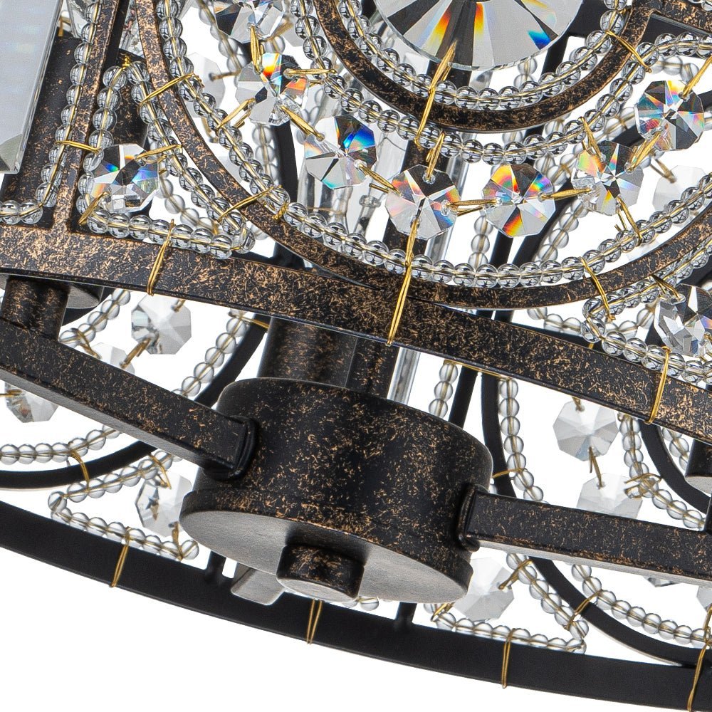LightfixturesUAE-3-Light Modern Retro Bronze Round Cage Semi Flush Mount-Ceiling Lights - 