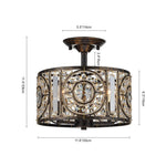 LightfixturesUAE-3-Light Modern Retro Bronze Round Cage Semi Flush Mount-Ceiling Lights - 