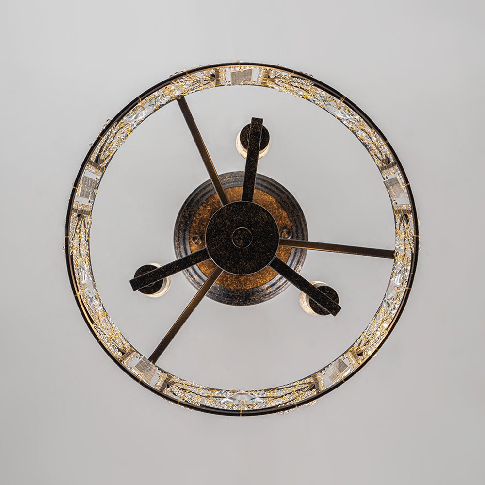 LightfixturesUAE-3-Light Modern Retro Bronze Round Cage Semi Flush Mount-Ceiling Lights - 