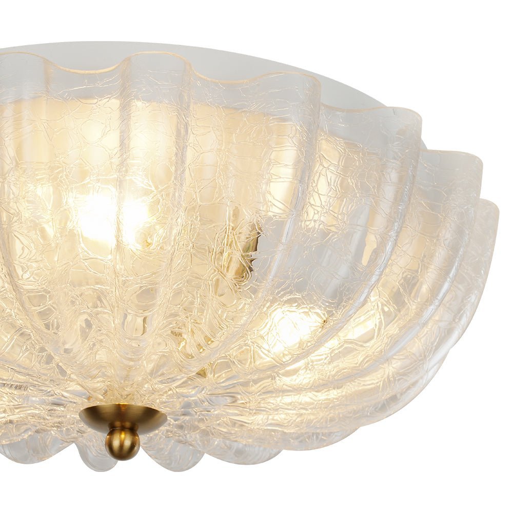 LightfixturesUAE-3-Light Modern Romantic Daisy Crackled Glass Round Flush Mount Ceiling Light-Ceiling Lights-White-