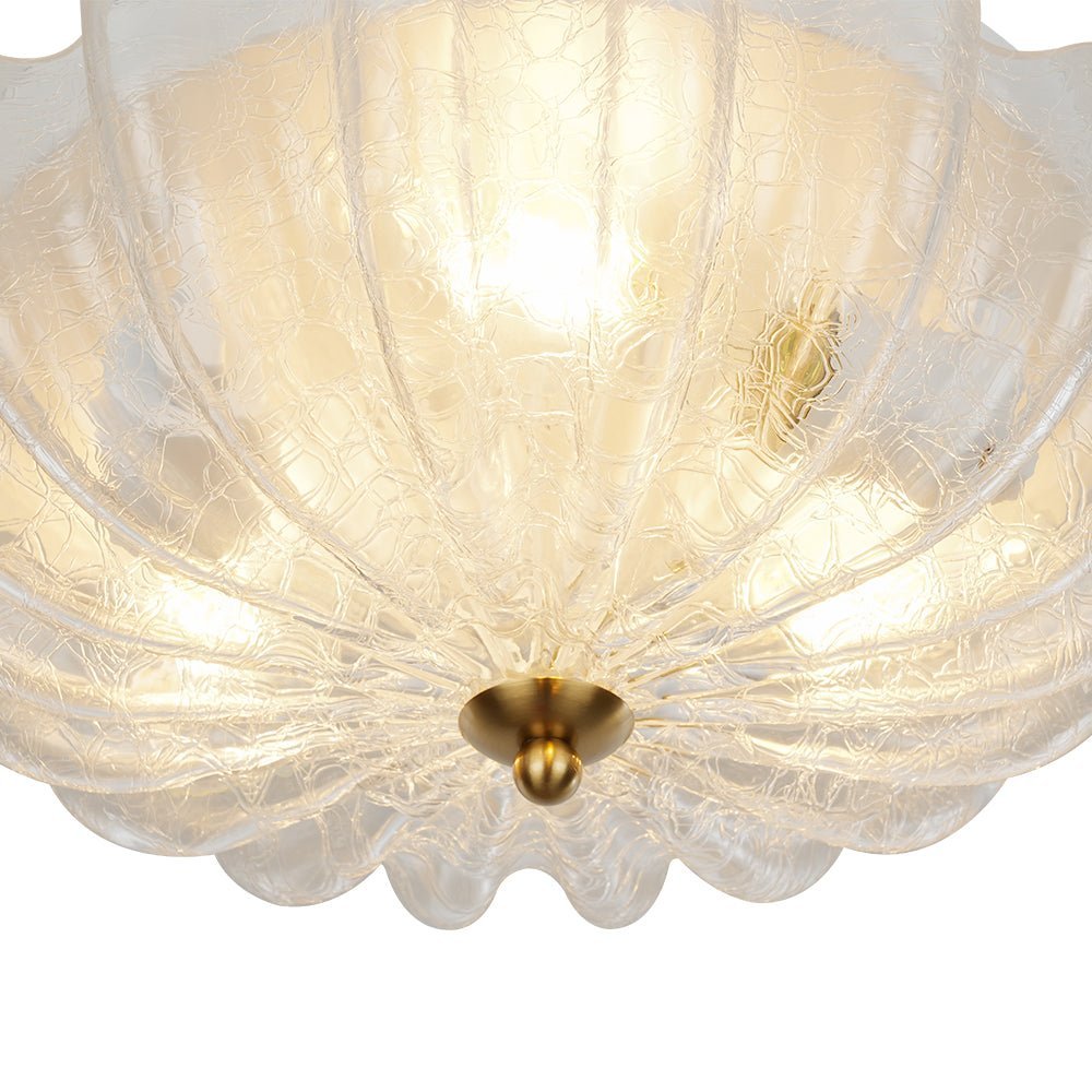 LightfixturesUAE-3-Light Modern Romantic Daisy Crackled Glass Round Flush Mount Ceiling Light-Ceiling Lights-White-