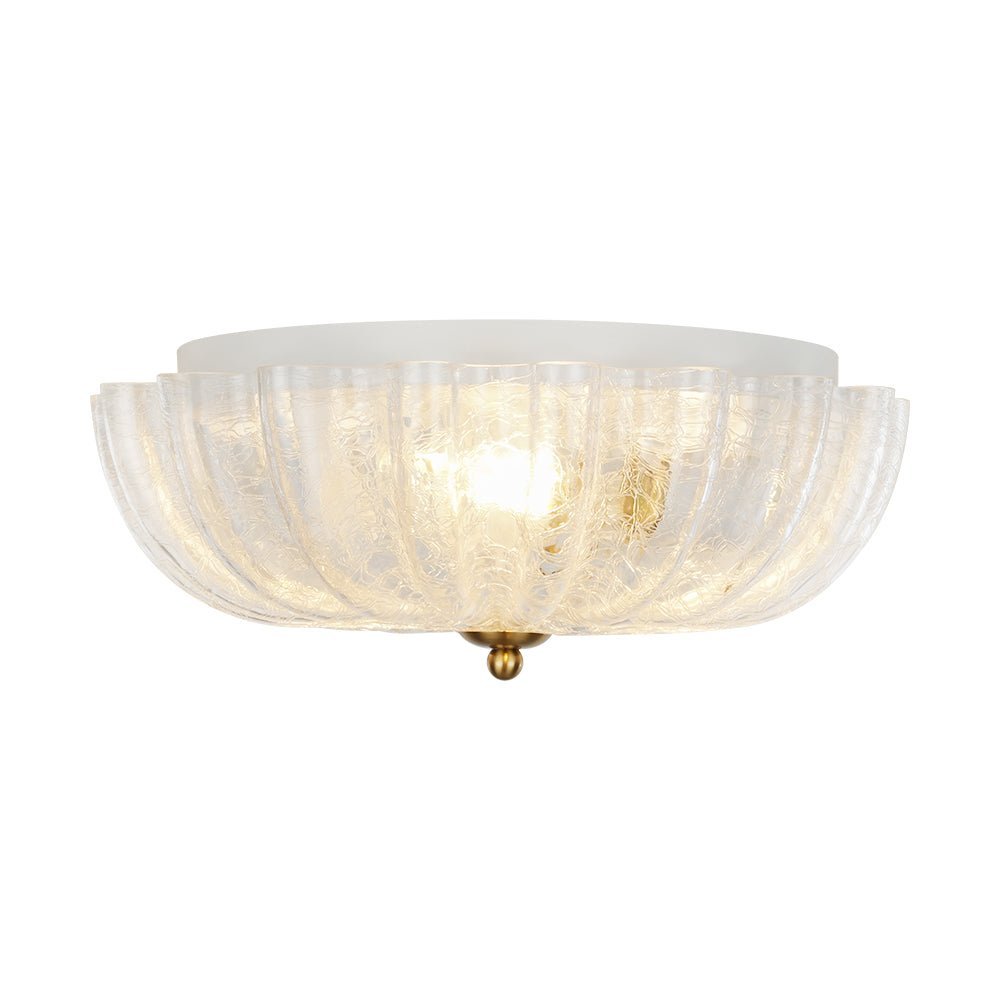 LightfixturesUAE-3-Light Modern Romantic Daisy Crackled Glass Round Flush Mount Ceiling Light-Ceiling Lights-White-