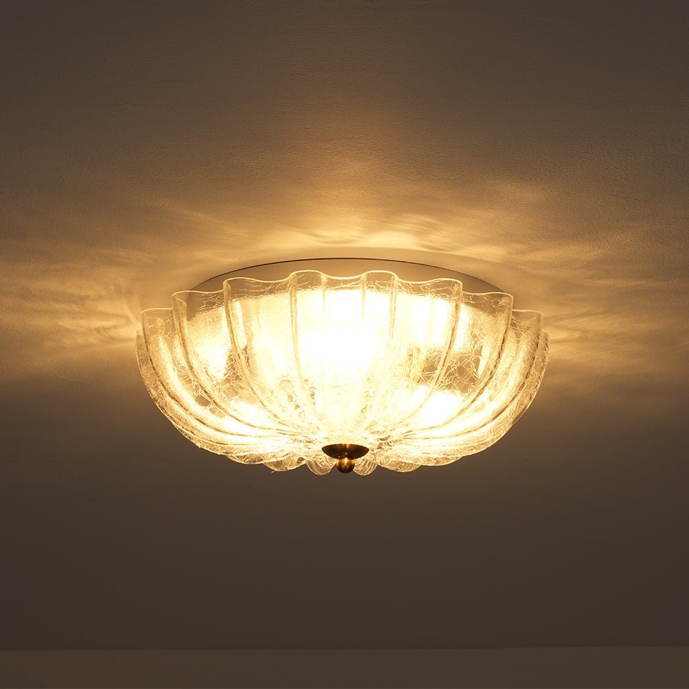 LightfixturesUAE-3-Light Modern Romantic Daisy Crackled Glass Round Flush Mount Ceiling Light-Ceiling Lights-White-