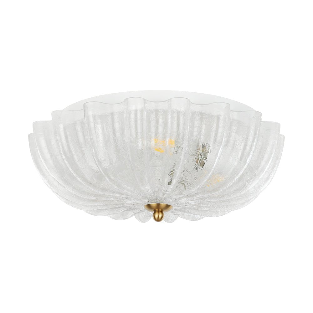 LightfixturesUAE-3-Light Modern Romantic Daisy Crackled Glass Round Flush Mount Ceiling Light-Ceiling Lights-White-