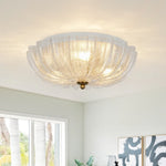 LightfixturesUAE-3-Light Modern Romantic Daisy Crackled Glass Round Flush Mount Ceiling Light-Ceiling Lights-White-