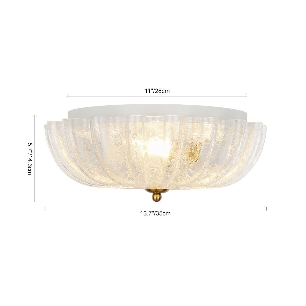 LightfixturesUAE-3-Light Modern Romantic Daisy Crackled Glass Round Flush Mount Ceiling Light-Ceiling Lights-White-