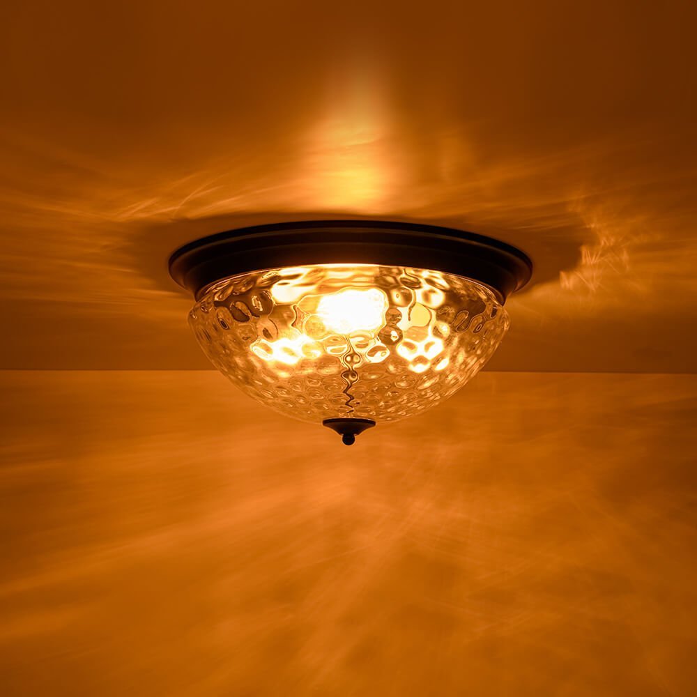 LightfixturesUAE-3-Light Modern Water Ripple Glass Mushroom Flush Mount-Ceiling Lights-Black-