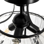 LightfixturesUAE-3-Light Pumpkin Ribbed Clear Glass Semi Flush Mount Ceiling Light-Ceiling Lights-Black-