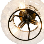 LightfixturesUAE-3-Light Pumpkin Ribbed Clear Glass Semi Flush Mount Ceiling Light-Ceiling Lights-Black-