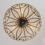 LightfixturesUAE-3-Light Roman Style Crystal Bead Antique Bronze Semi Flush-Chandeliers - 