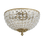 LightfixturesUAE-3-Light Vintage Brass Crystal Dome-Shaped Cage Flush Mount Ceiling Light-Ceiling Lights-Brass-