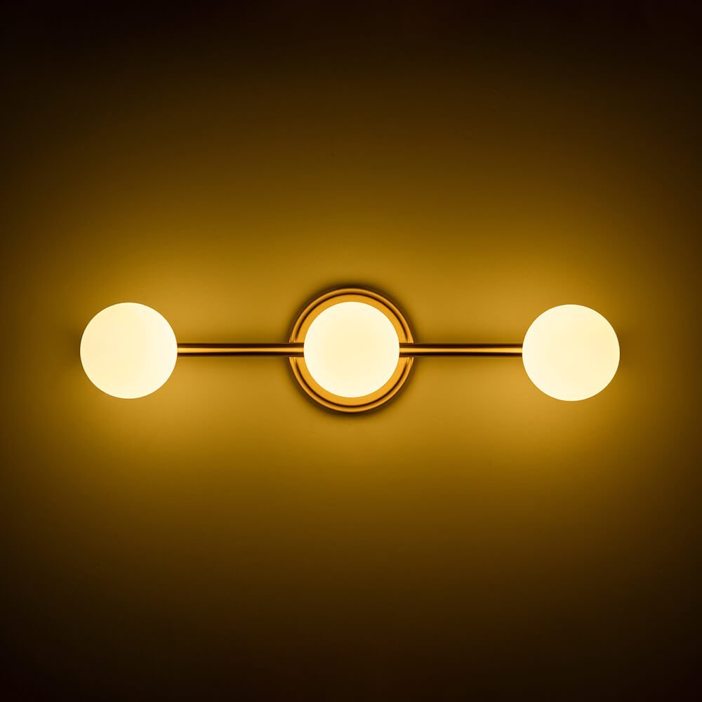 LightfixturesUAE-3/4-Light Mid-century Milky Glass Globe Linear Vanity Wall Sconce-Wall Lights-4-Light-
