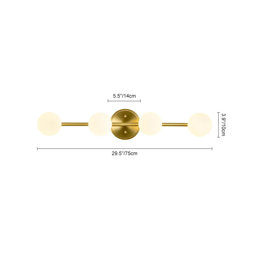 LightfixturesUAE-3/4-Light Mid-century Milky Glass Globe Linear Vanity Wall Sconce-Wall Lights-4-Light-
