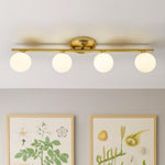 LightfixturesUAE-3/4-Light Mid-century Milky Glass Globe Linear Vanity Wall Sconce-Wall Lights-4-Light-