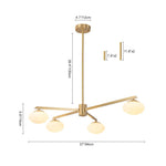 LightfixturesUAE-3/4-Light Mid-century Oval Glass Sputnik Convertible Semi flush Mount Chandelier-Chandeliers-4-Light-