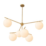 LightfixturesUAE-3/6-Light Mid-Century Modern Milky White Glass Globe Sputnik Chandelier-Chandeliers-1-Tier-