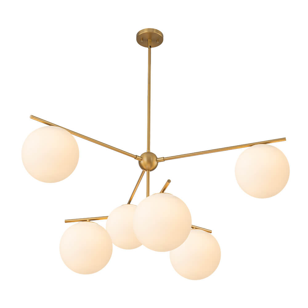 LightfixturesUAE-3/6-Light Mid-Century Modern Milky White Glass Globe Sputnik Chandelier-Chandeliers-1-Tier-