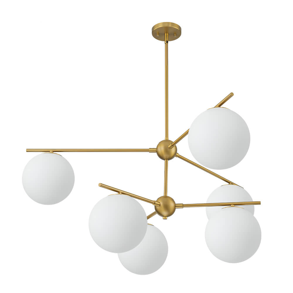 LightfixturesUAE-3/6-Light Mid-Century Modern Milky White Glass Globe Sputnik Chandelier-Chandeliers-1-Tier-