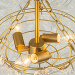LightfixturesUAE-3/8-Light Modern Clear Textured Petal Glass Bubble Cluster Chandelier-Chandeliers-8-Light-Brass