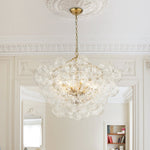 LightfixturesUAE-3/8-Light Modern Clear Textured Petal Glass Bubble Cluster Chandelier-Chandeliers-8-Light-Brass