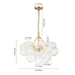 LightfixturesUAE-3/8-Light Modern Clear Textured Petal Glass Bubble Cluster Chandelier-Chandeliers-8-Light-Brass