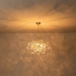 LightfixturesUAE-3/8-Light Modern Clear Textured Petal Glass Bubble Cluster Chandelier-Chandeliers-8-Light-Brass