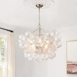 LightfixturesUAE-3/8-Light Modern Glam Clear Ribbed Glass Bubble Cluster Chandelier-Chandeliers-3-Light-Nickel