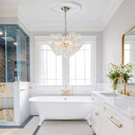 LightfixturesUAE-3/8-Light Modern Glam Clear Ribbed Glass Bubble Cluster Chandelier-Chandeliers-3-Light-Nickel