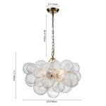 LightfixturesUAE-3/8-Light Modern Glam Clear Ribbed Glass Bubble Cluster Chandelier-Chandeliers-8-Light-Black