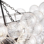 LightfixturesUAE-3/8-Light Modern Glam Clear Ribbed Glass Bubble Cluster Chandelier-Chandeliers-8-Light-Black